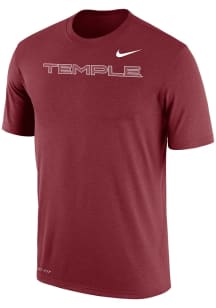 Nike Temple Owls Crimson Sideline Team Issue Short Sleeve T Shirt
