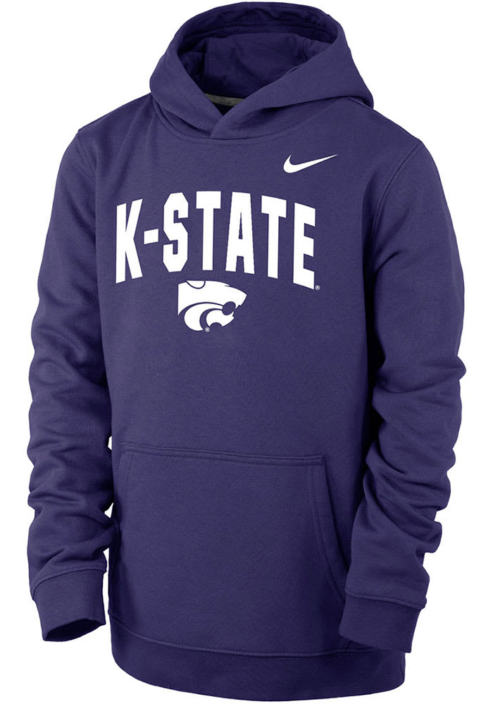 Nike K-State Wildcats Youth Purple Club Arch Mascot Long Sleeve Hoodie