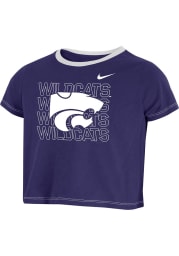 Nike K-State Wildcats Girls Purple Campus Crop Short Sleeve Fashion T-Shirt
