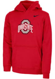 Nike Ohio State Buckeyes Youth Red Club Fleece Long Sleeve Hoodie
