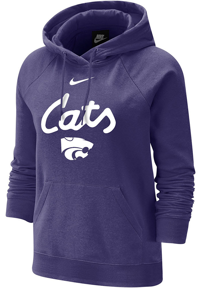 Nike K-State Wildcats Womens Purple Cats Script Varsity Fleece Hooded Sweatshirt