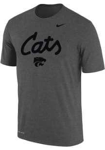 Nike K-State Wildcats Charcoal Tonal Cats Script DriFit Short Sleeve T Shirt