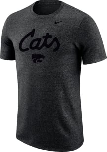 Nike K-State Wildcats Black Tonal Cats Script Marled Short Sleeve T Shirt