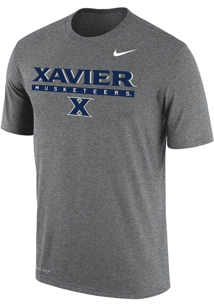 Nike Xavier Musketeers Grey Dri-FIT Flat Name Mascot Short Sleeve T Shirt