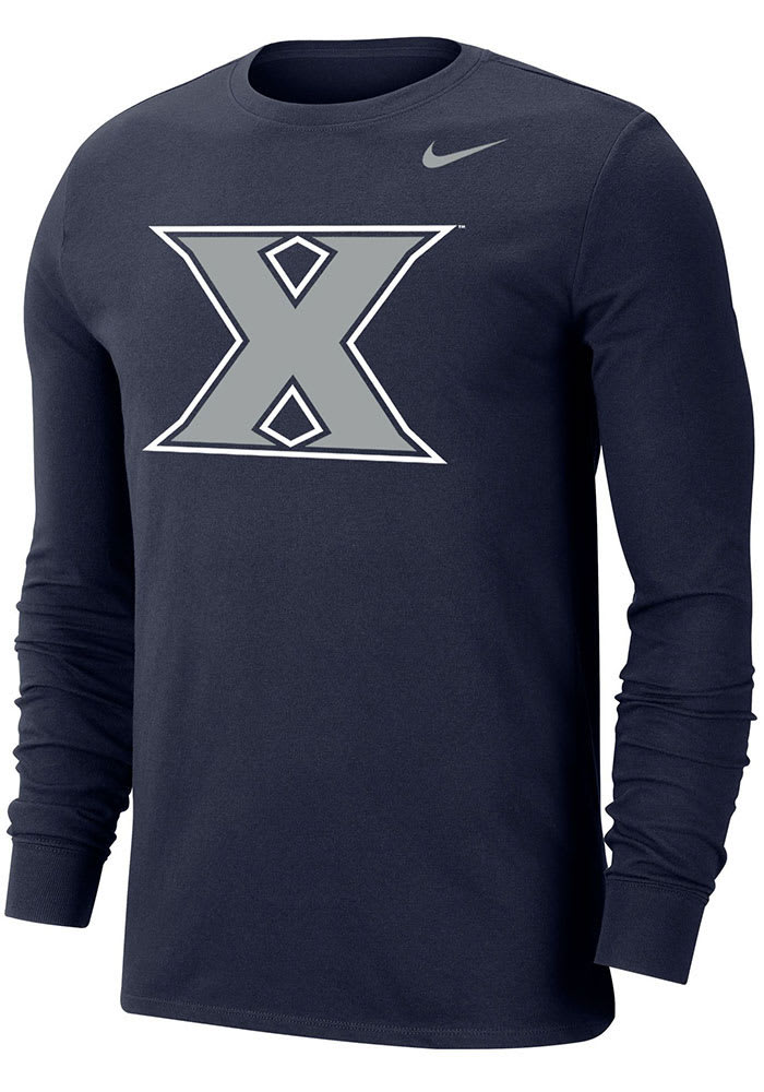 Nike Xavier Musketeers Navy Blue Dri-FIT Big Logo Long Sleeve T Shirt