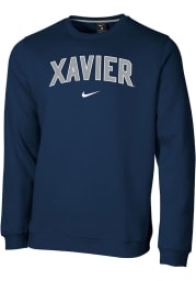Nike Xavier Musketeers Mens Navy Blue Club Fleece Long Sleeve Crew Sweatshirt