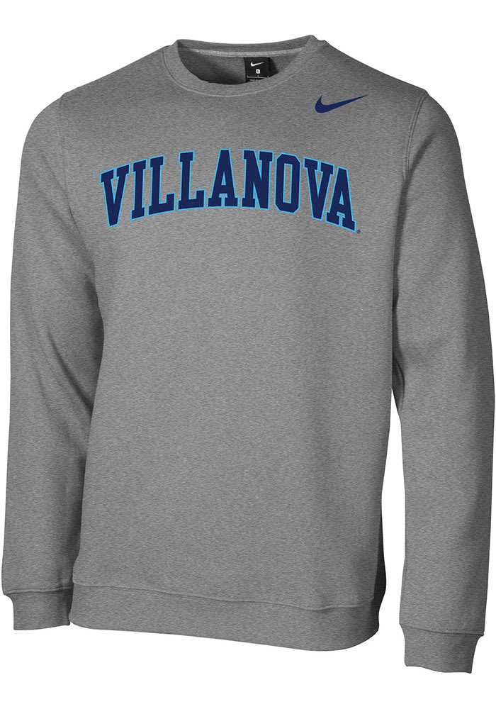 Nike Villanova Wildcats Mens Grey Club Fleece Long Sleeve Crew Sweatshirt