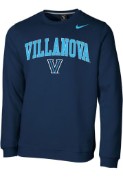 Nike Villanova Wildcats Mens Navy Blue Club Fleece Long Sleeve Crew Sweatshirt
