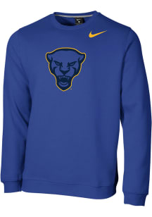 Nike Pitt Panthers Mens Blue Club Fleece Long Sleeve Crew Sweatshirt