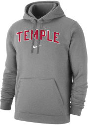 Nike Temple Owls Mens Grey Club Fleece Long Sleeve Hoodie
