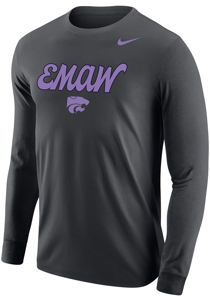 Nike Mens ANTHRACITE K-State Wildcats Emaw Long Sleeve Tee - 19862115