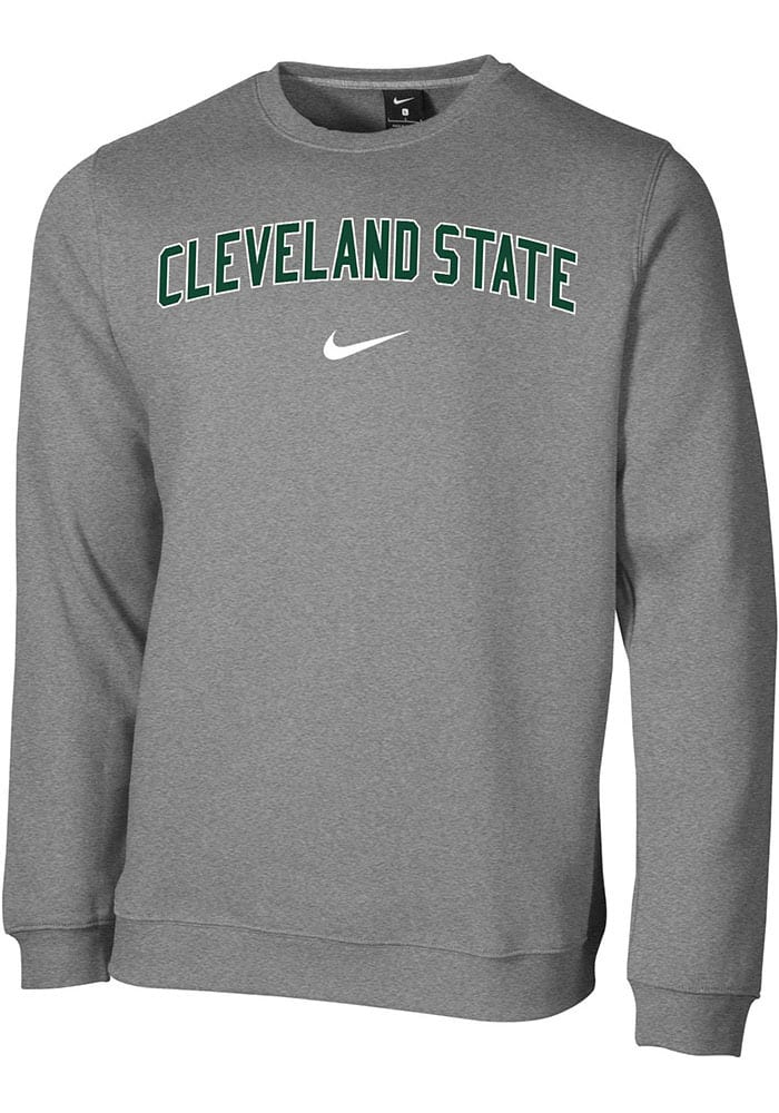 Nike Cleveland State Vikings Mens Grey Club Fleece Long Sleeve Crew Sweatshirt