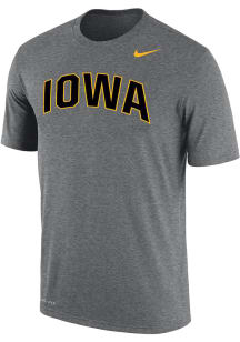 Iowa Hawkeyes Grey Nike Dri-FIT Arch Name Short Sleeve T Shirt