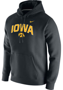 Mens Iowa Hawkeyes Black Nike Club Fleece Hooded Sweatshirt