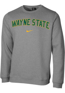 Nike Wayne State Warriors Mens Grey Club Fleece Long Sleeve Crew Sweatshirt