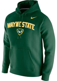 Nike Wayne State Warriors Mens Green Club Fleece Long Sleeve Hoodie
