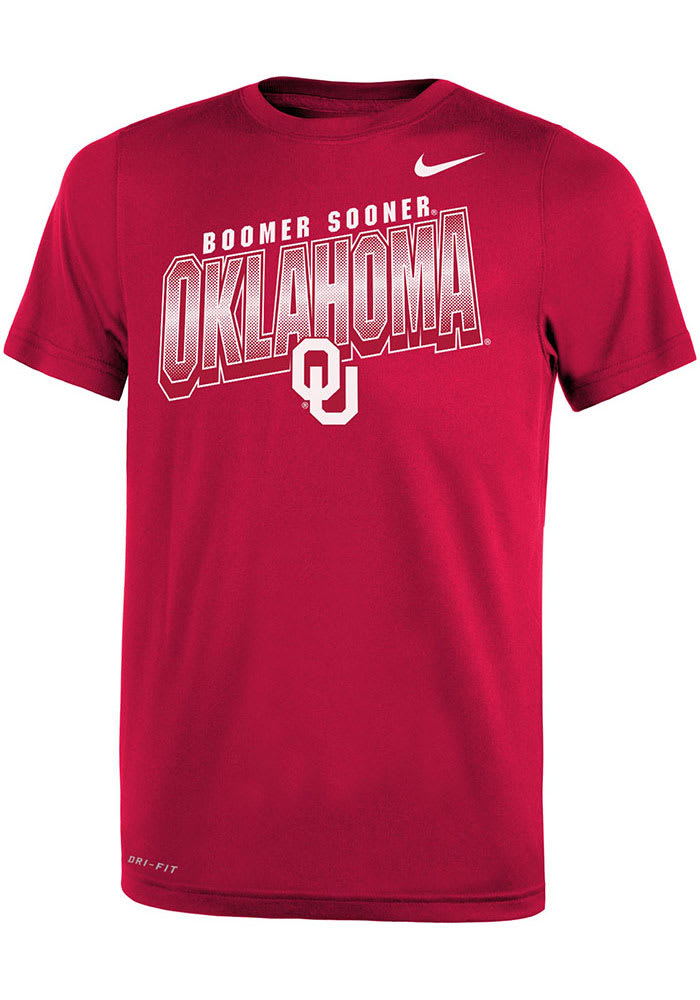 Nike Oklahoma Sooners Youth Cardinal LR Facility Sideline Short Sleeve T-Shirt