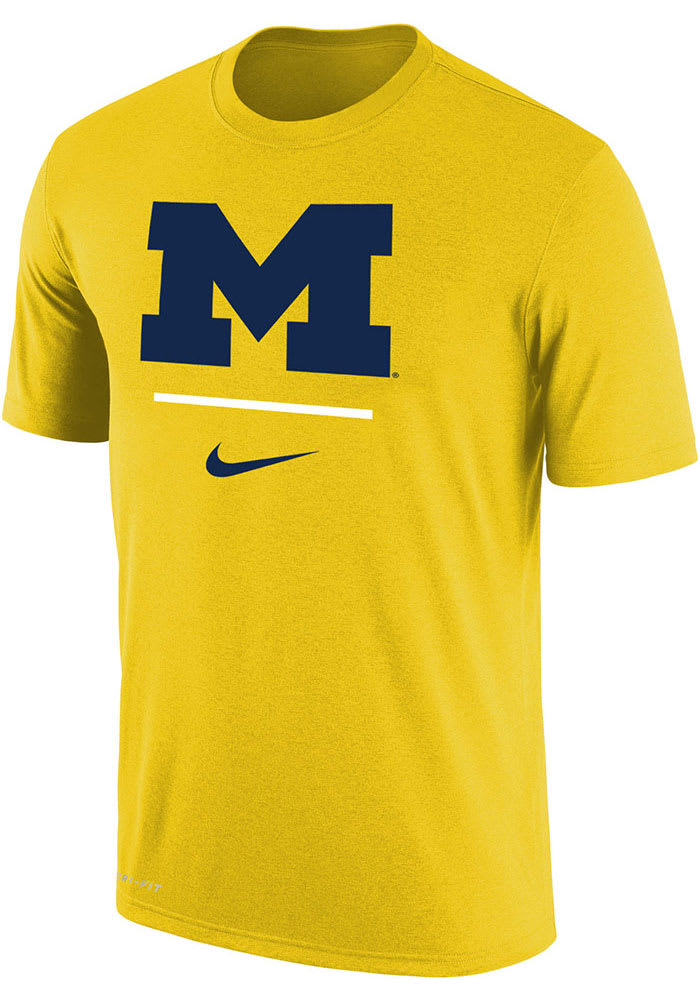 Nike Michigan Wolverines Yellow Dri-FIT Big Logo Short Sleeve T Shirt