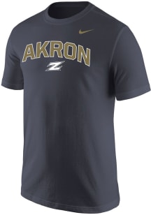 Nike Akron Zips Grey Core Arch Mascot Short Sleeve T Shirt