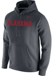 Nike Alabama Crimson Tide Mens Grey Club Fleece Wordmark Long Sleeve Hoodie