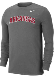 Nike Arkansas Razorbacks Grey Dri-FIT Arch Name Long Sleeve T Shirt