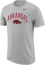 Nike Arkansas Razorbacks Grey Marled Vintage Arch Mascot Short Sleeve T Shirt