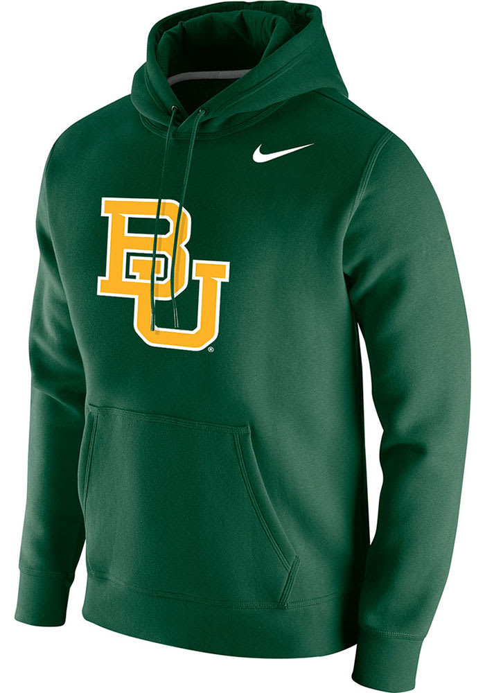 Nike Baylor Bears Mens Green Club Fleece Logo Long Sleeve Hoodie
