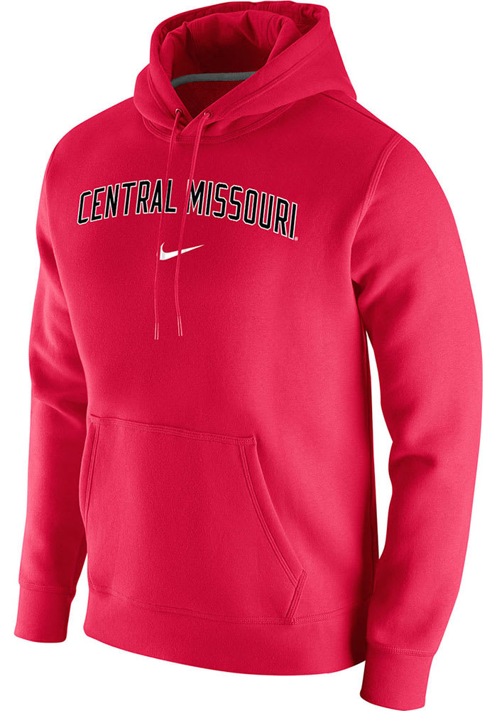 Nike Central Missouri Mules Mens Red Club Fleece Arch Name Long Sleeve Hoodie