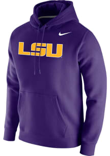 Nike LSU Tigers Mens Purple Club Fleece Wordmark Long Sleeve Hoodie
