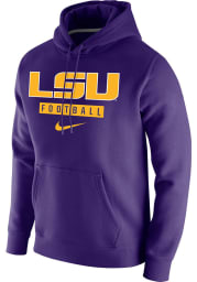 Nike LSU Tigers Mens Purple Club Fleece Football Long Sleeve Hoodie