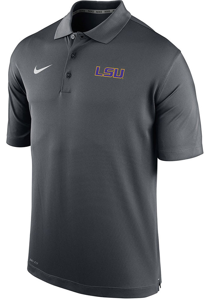 Nike LSU Tigers Mens Grey Varsity Logo Short Sleeve Polo