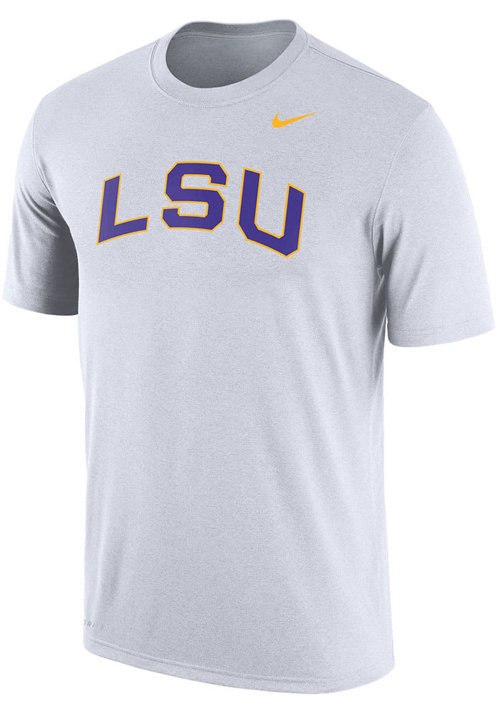 Nike LSU Tigers White Dri-FIT Arch Name Short Sleeve T Shirt