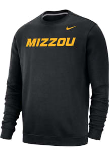 Nike Missouri Tigers Mens Black Club Fleece Wordmark Long Sleeve Crew Sweatshirt