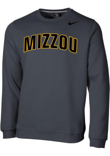 Nike Missouri Tigers Mens Grey Club Fleece Arch Name Long Sleeve Crew Sweatshirt