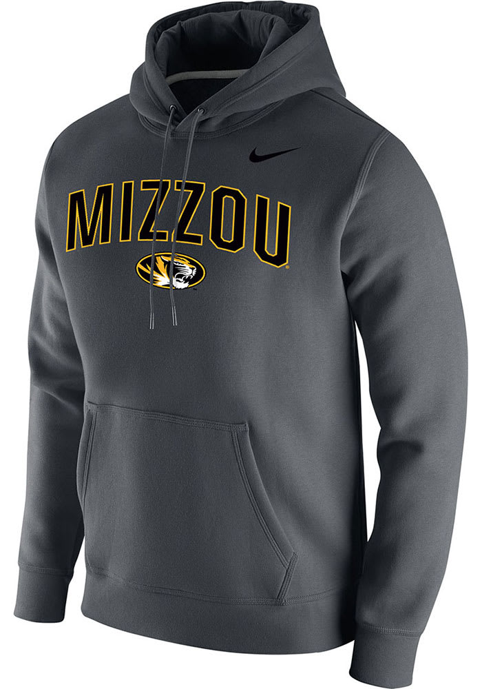 Nike Missouri Tigers Mens Grey Club Fleece Arch Mascot Long Sleeve