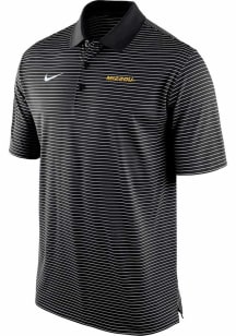 Nike Missouri Tigers Mens Black Stadium Stripe Wordmark Short Sleeve Polo