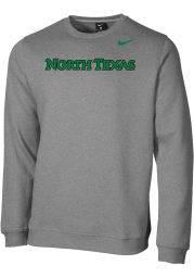Nike North Texas Mean Green Mens Grey Club Fleece Wordmark Long Sleeve Crew Sweatshirt