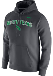 Nike North Texas Mean Green Mens Grey Club Fleece Arch Mascot Long Sleeve Hoodie