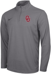 Nike Oklahoma Sooners Mens Grey Intensity Logo Long Sleeve 1/4 Zip Pullover