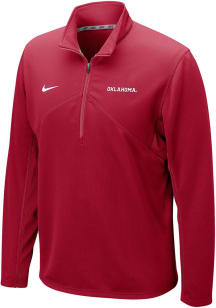 Nike Oklahoma Sooners Mens Crimson Dri-FIT Training Wordmark Long Sleeve 1/4 Zip Pullover