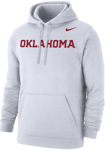 Nike Oklahoma Sooners Mens White Club Fleece Wordmark Long Sleeve Hoodie