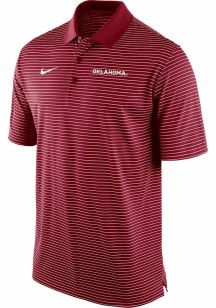 Nike Oklahoma Sooners Mens Crimson Stadium Stripe Wordmark Short Sleeve Polo