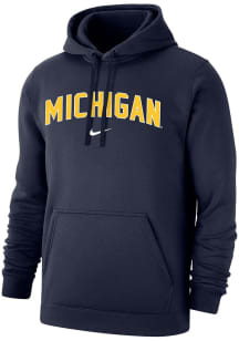 Mens Michigan Wolverines Navy Blue Nike Club Fleece Arch Name Hooded Sweatshirt