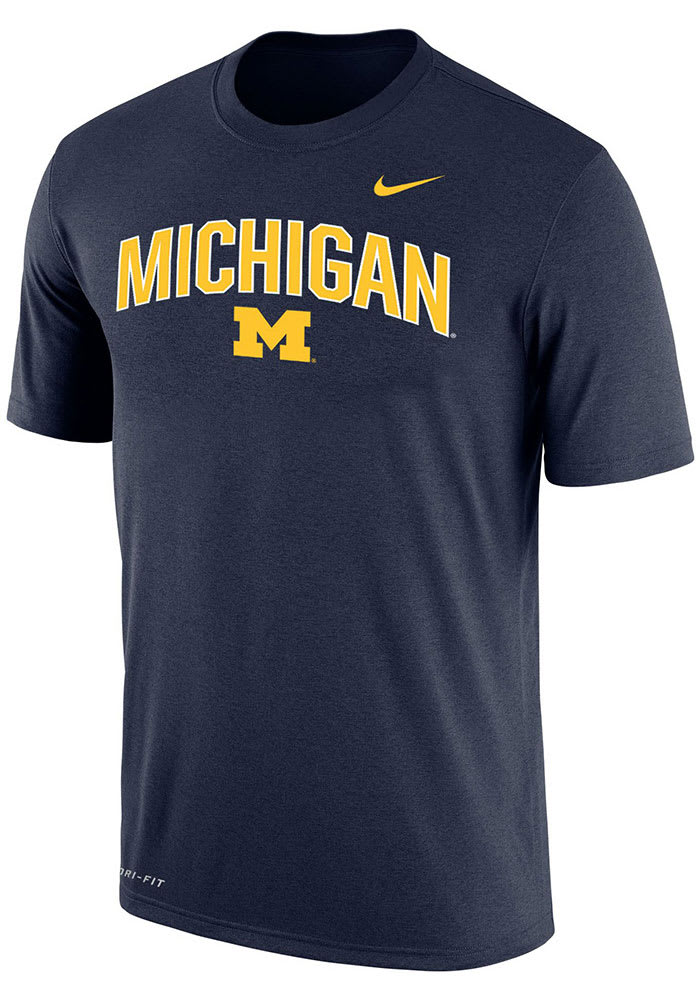 Nike Michigan Wolverines Navy Blue Arch Mascot Short Sleeve T Shirt