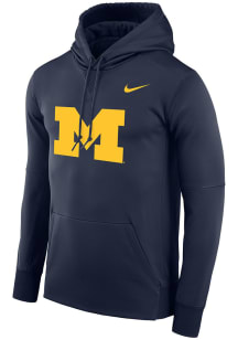 Nike Michigan Wolverines Mens Navy Blue Therma Team Logo Hood