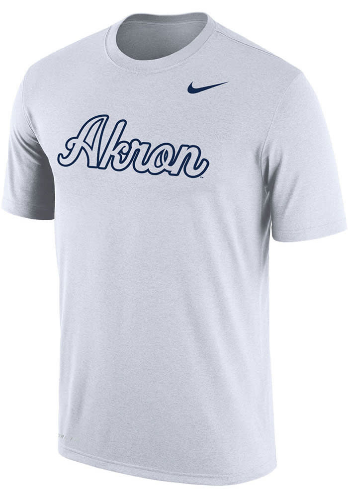 Nike Akron Zips White DriFIT Wordmark Short Sleeve T Shirt