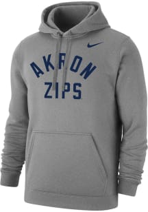 Nike Akron Zips Mens Grey Club Fleece Arch Name Long Sleeve Hoodie