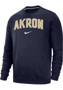 Nike Akron Zips Mens Navy Blue Club Fleece Name Long Sleeve Crew Sweatshirt