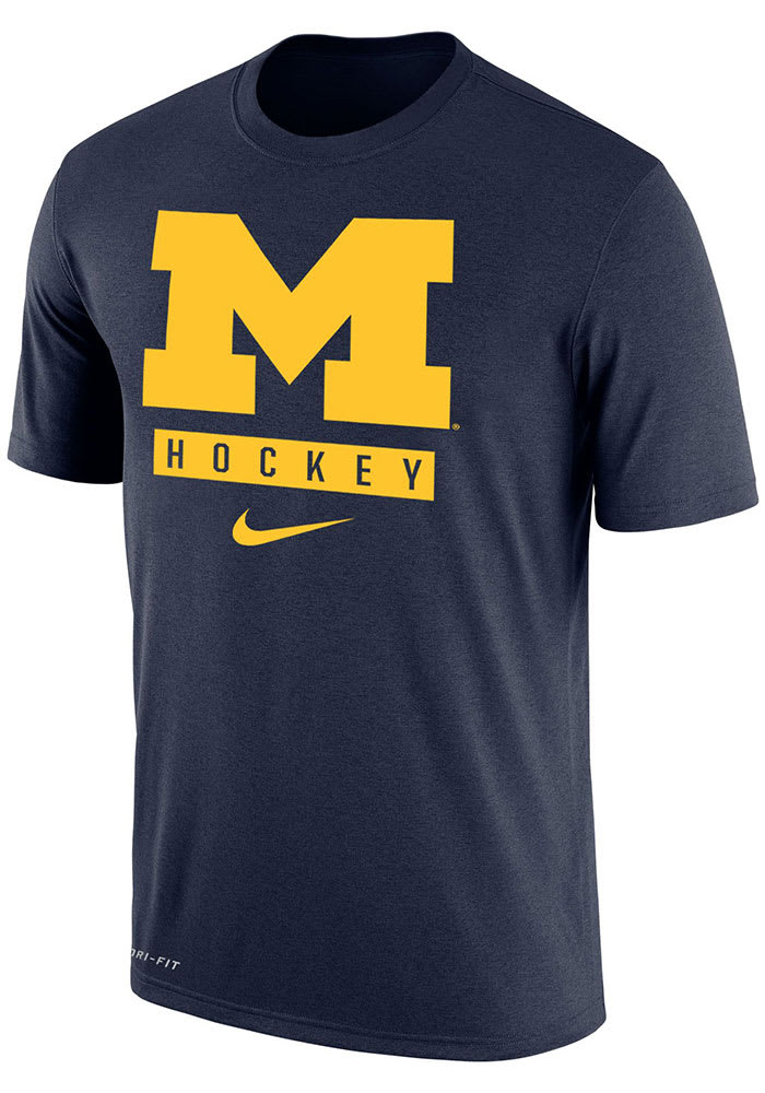 Nike Michigan Wolverines Navy Blue Hockey Short Sleeve T Shirt