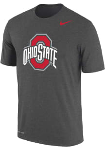 Nike Ohio State Buckeyes Grey Big Logo Dri-FIT Short Sleeve T Shirt
